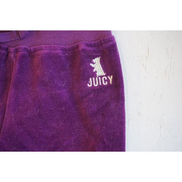 Juicy Couture Girls Purple Logo Track Pants Velour Jogger Pants - Size 6 - Picture 3 of 5